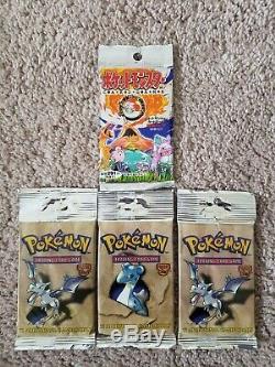 3 x Fossil Booster Pack, 1 x Japanese Base Set Booster SEALED Pokemon