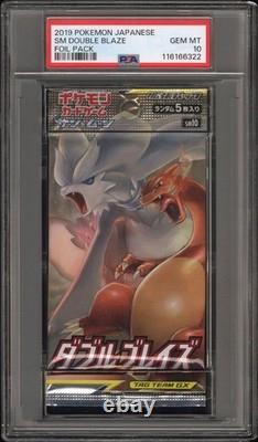 PSA 10 Gem Mint 2019 Pokemon Japanese Sun & Moon Double Blaze Foil Booster Pack